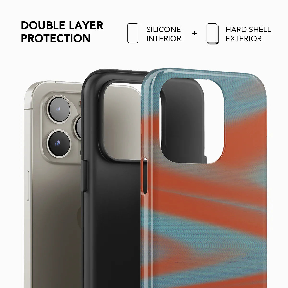 Double-layer Y2K orange phone case by KELAB featuring silicone interior and hard shell exterior for enhanced durability.