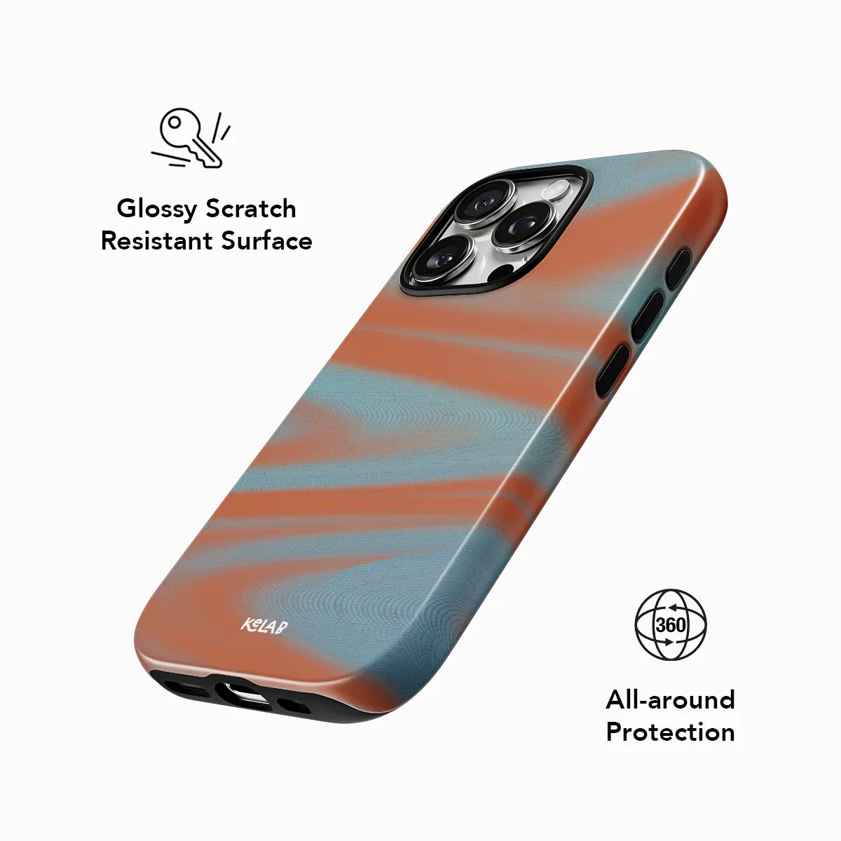 Glossy Y2K orange phone case with 360° protection and scratch-resistant surface, combining retro style with modern defense.