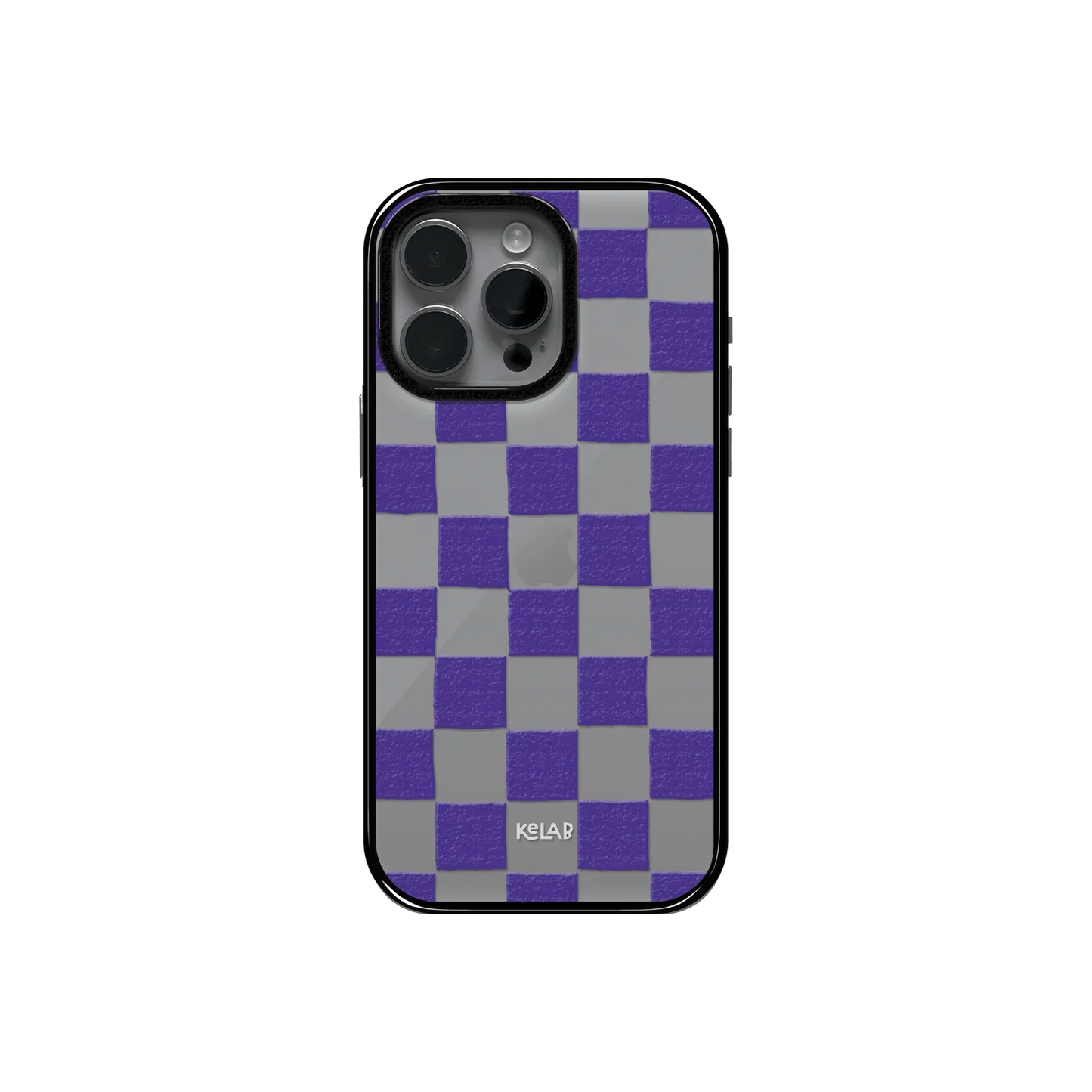 Purple Checkers| Checkered Phone Case in Clear and Purple - KELAB