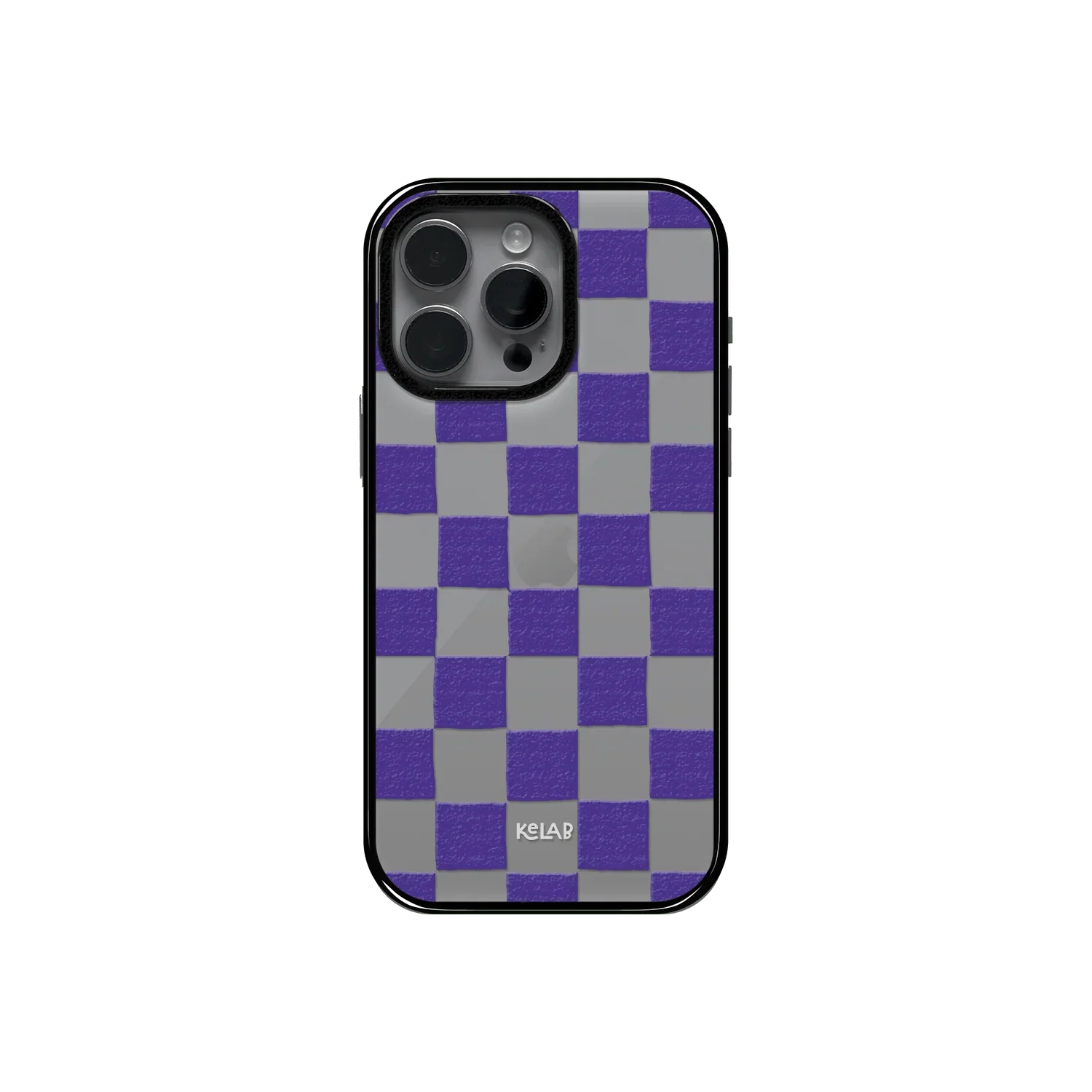 Purple Checkers| Checkered Phone Case in Clear and Purple - KELAB