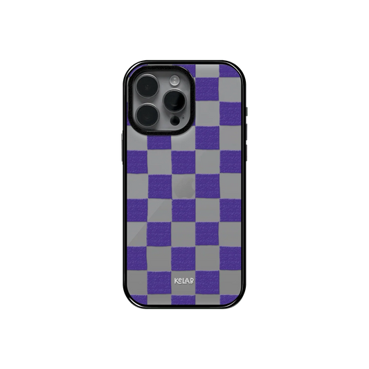 Purple Checkers| Checkered Phone Case in Clear and Purple - KELAB