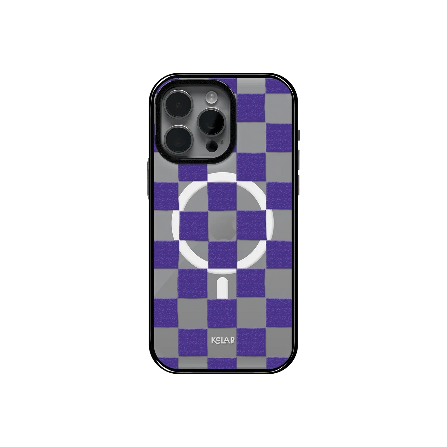 Purple Checkers| Checkered Phone Case in Clear and Purple - KELAB