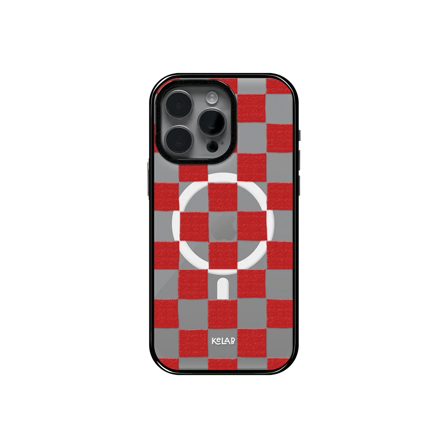 Red Checkers | Checkered Phone Case in Clear and Red - KELAB