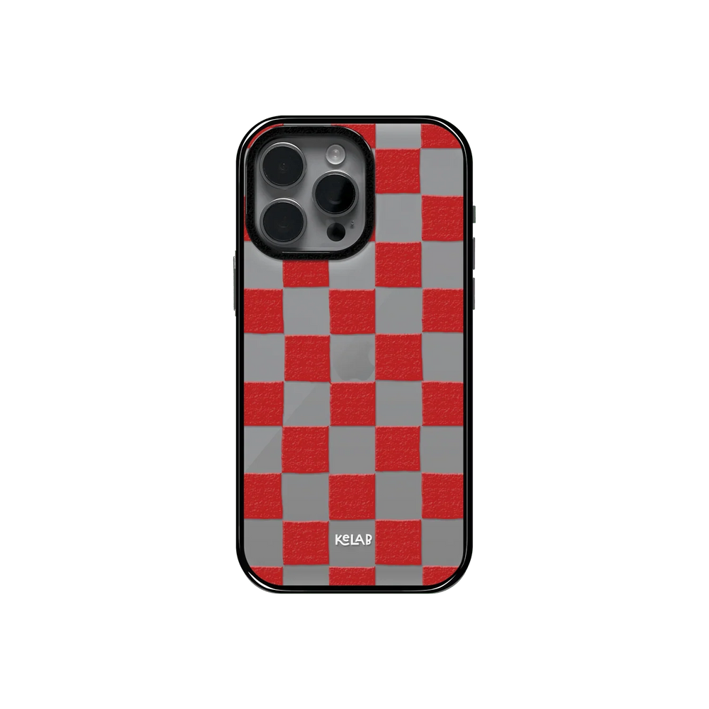 Red Checkers | Checkered Phone Case in Clear and Red - KELAB