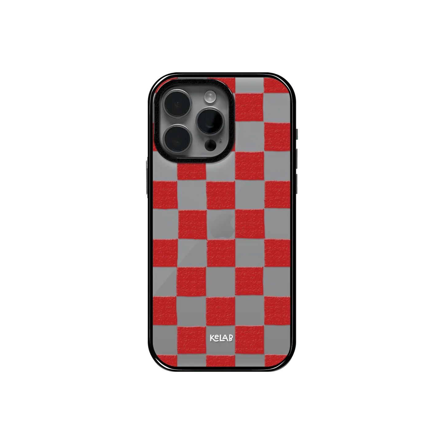 Red Checkers | Checkered Phone Case in Clear and Red - KELAB