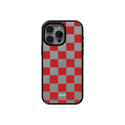 Red Checkers | Checkered Phone Case in Clear and Red - KELAB