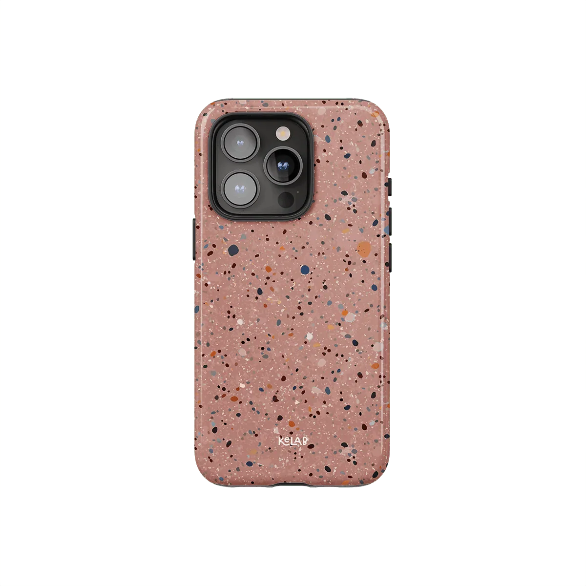 Paint Splatter Phone Case – Minimalist Pink Art Design by KELAB featuring a speckled rose clay pattern with camera cutout, ideal for iPhones.