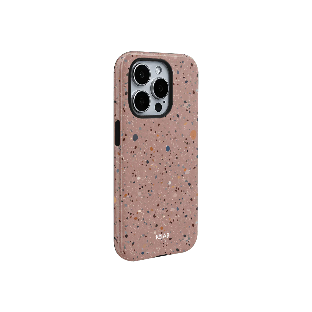 Minimalist pink paint splatter phone case with gradient color and side button cutouts, offering a slim and stylish look for modern smartphones.