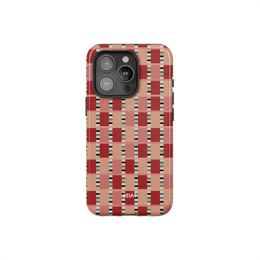Rosewood Grid | Modern Red & Pink Plaid Phone Case - KELAB
