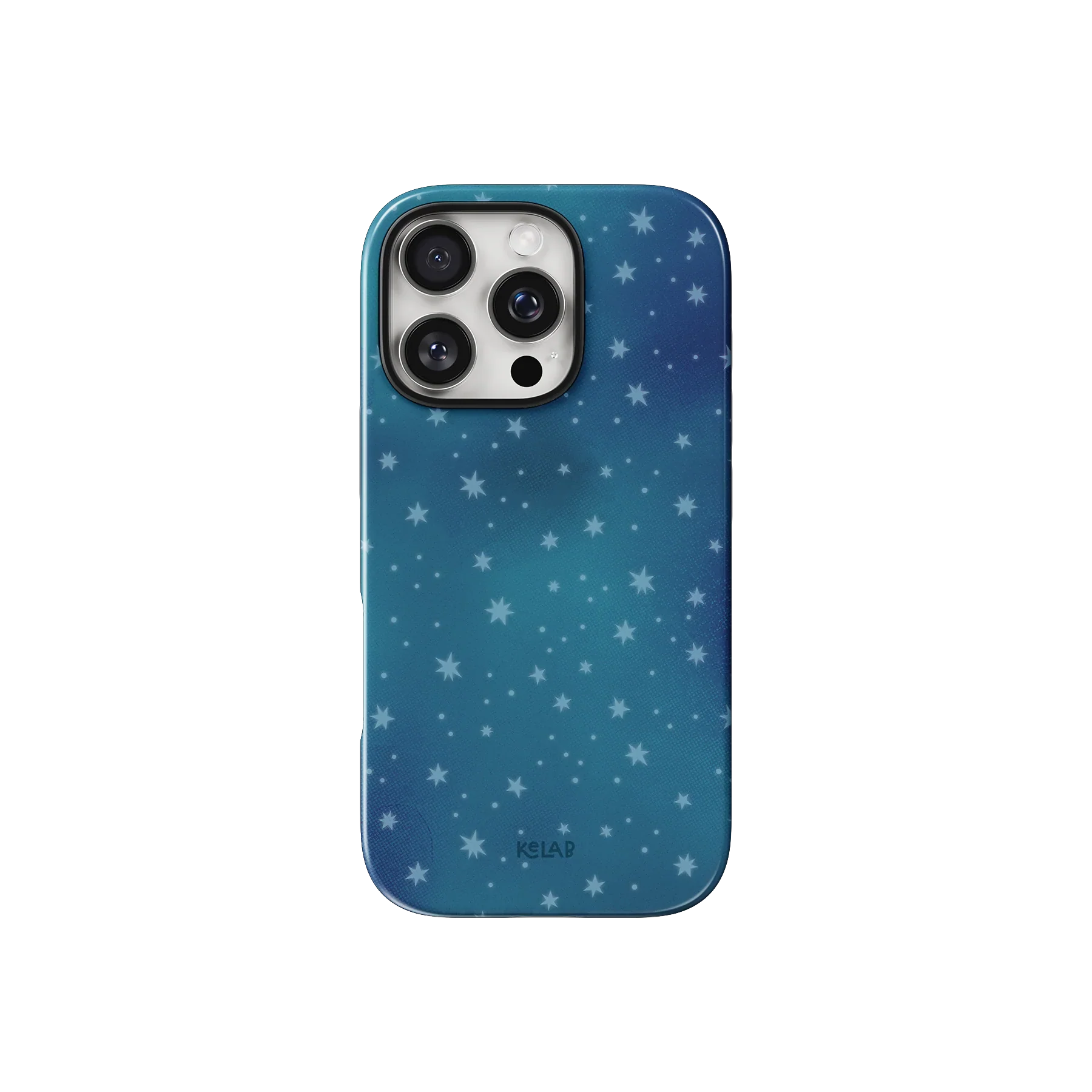 Blue Star iPhone Case for Dreamy, Celestial Aesthetic by KELAB featuring a starry midnight sky design with glossy finish and camera cutout.