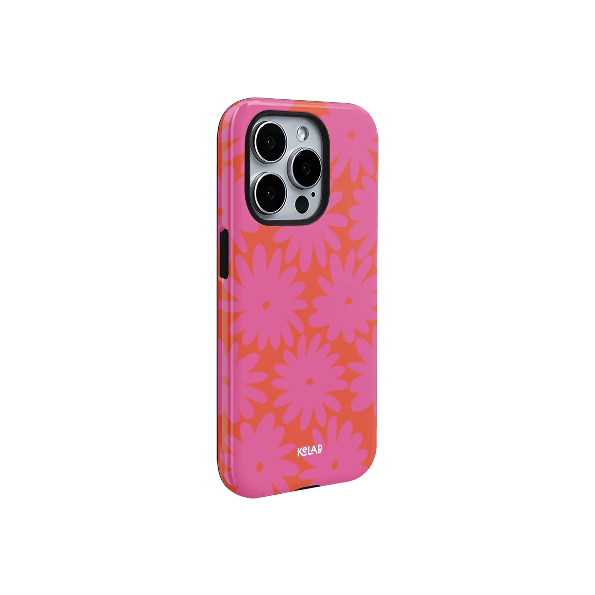 Sunflare Daisy retro magenta floral phone case with warm tones and minimalist design. Adds a playful summer vibe to your smartphone accessories.