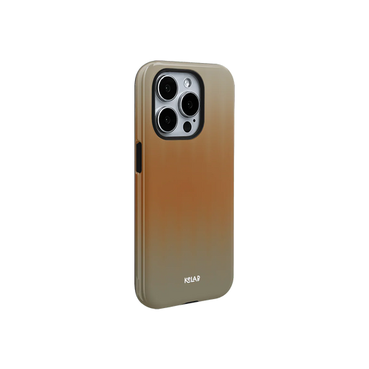 Designer orange phone case with golden hues and smooth gradient, offering stylish protection for modern smartphones by KELAB.