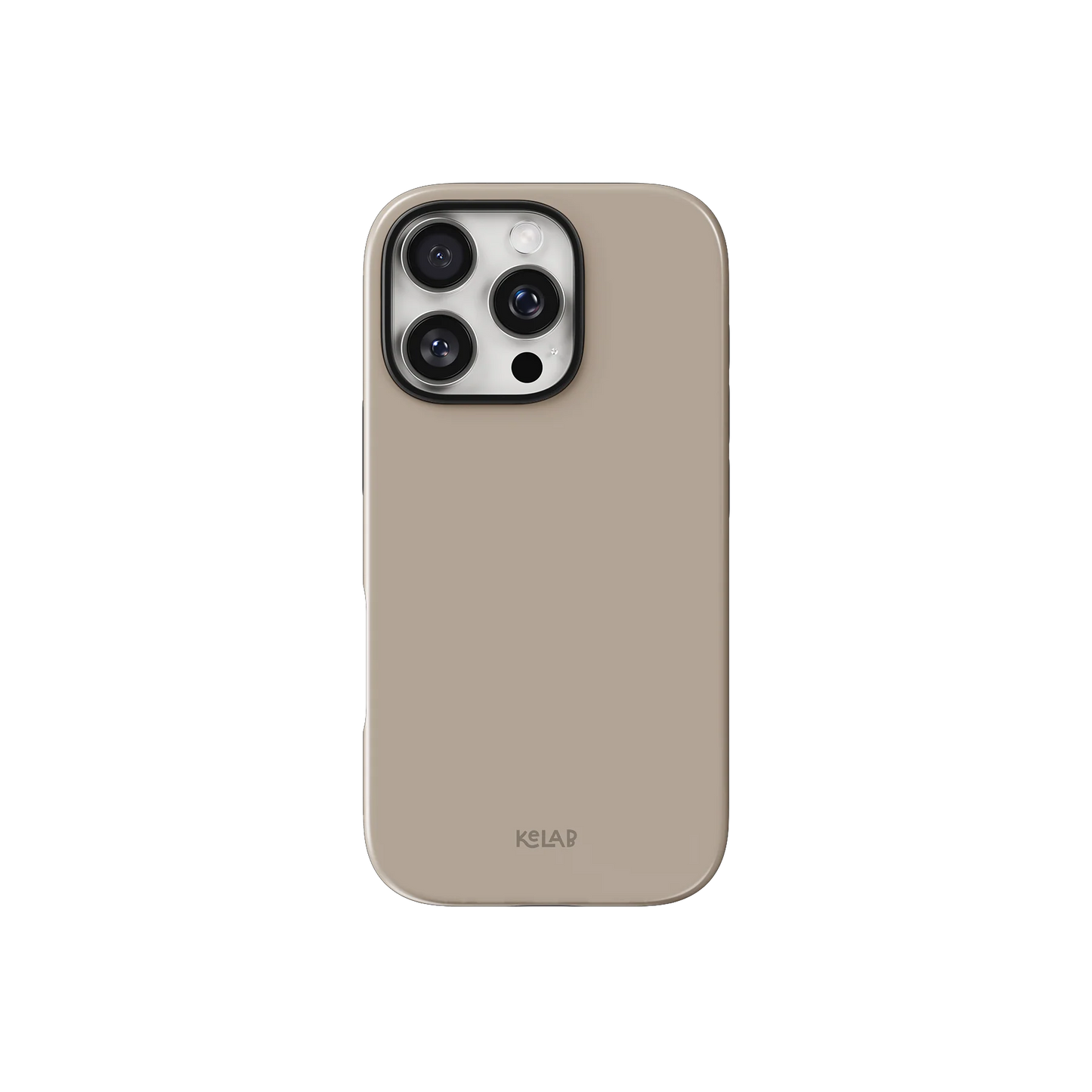 Beige Phone Case – Solid Color Minimalist Style by KELAB with a glossy finish, designed for iPhone with camera cutout and slim profile.