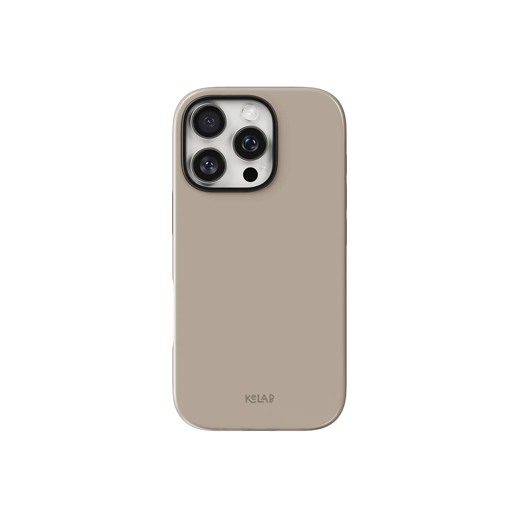 Beige Phone Case – Solid Color Minimalist Style by KELAB with a glossy finish, designed for iPhone with camera cutout and slim profile.