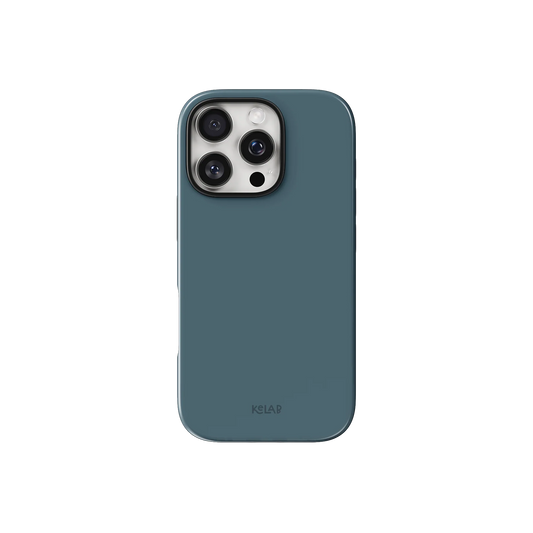 Ocean Blue Phone Case – Solid Color Style by KELAB with a glossy teal finish, designed for iPhone with camera cutout and slim profile.