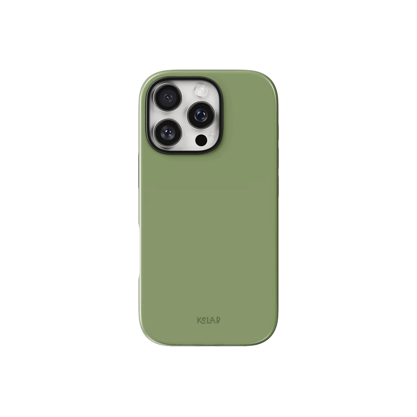 Green Phone Case – Solid Color Minimalist Style | KELAB case in muted olive green with a sleek, glossy finish for iPhone, offering a slim, modern look.