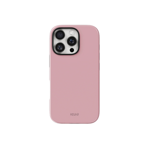 Solid pink phone case by KELAB with minimalist design, offering sleek protection for iPhone. Ideal for pastel and blush pink lovers.
