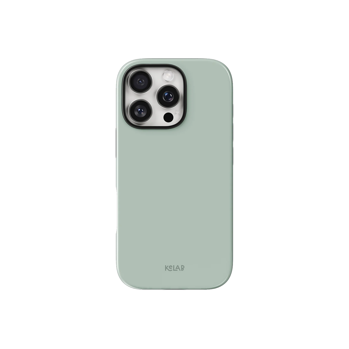 Sage Phone Case – Solid Color Minimalist Style by KELAB shown on iPhone with a pale mint glossy finish and slim profile.
