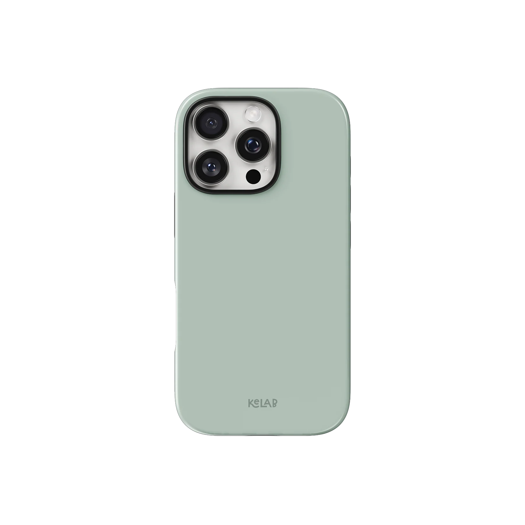 Sage Phone Case – Solid Color Minimalist Style by KELAB shown on iPhone with a pale mint glossy finish and slim profile.