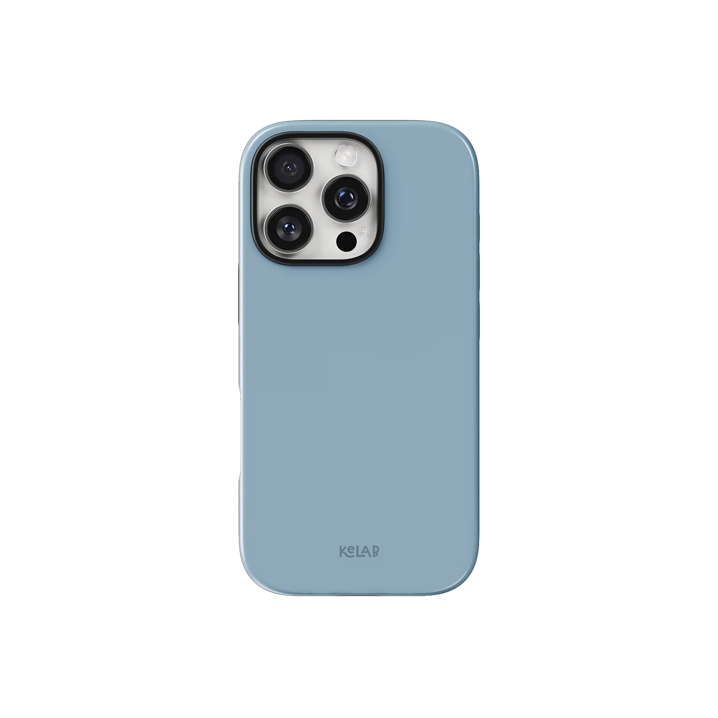 Blue Phone Case – Solid Color Minimalist Style by KELAB shown on iPhone with camera cutout and slim glossy finish.
