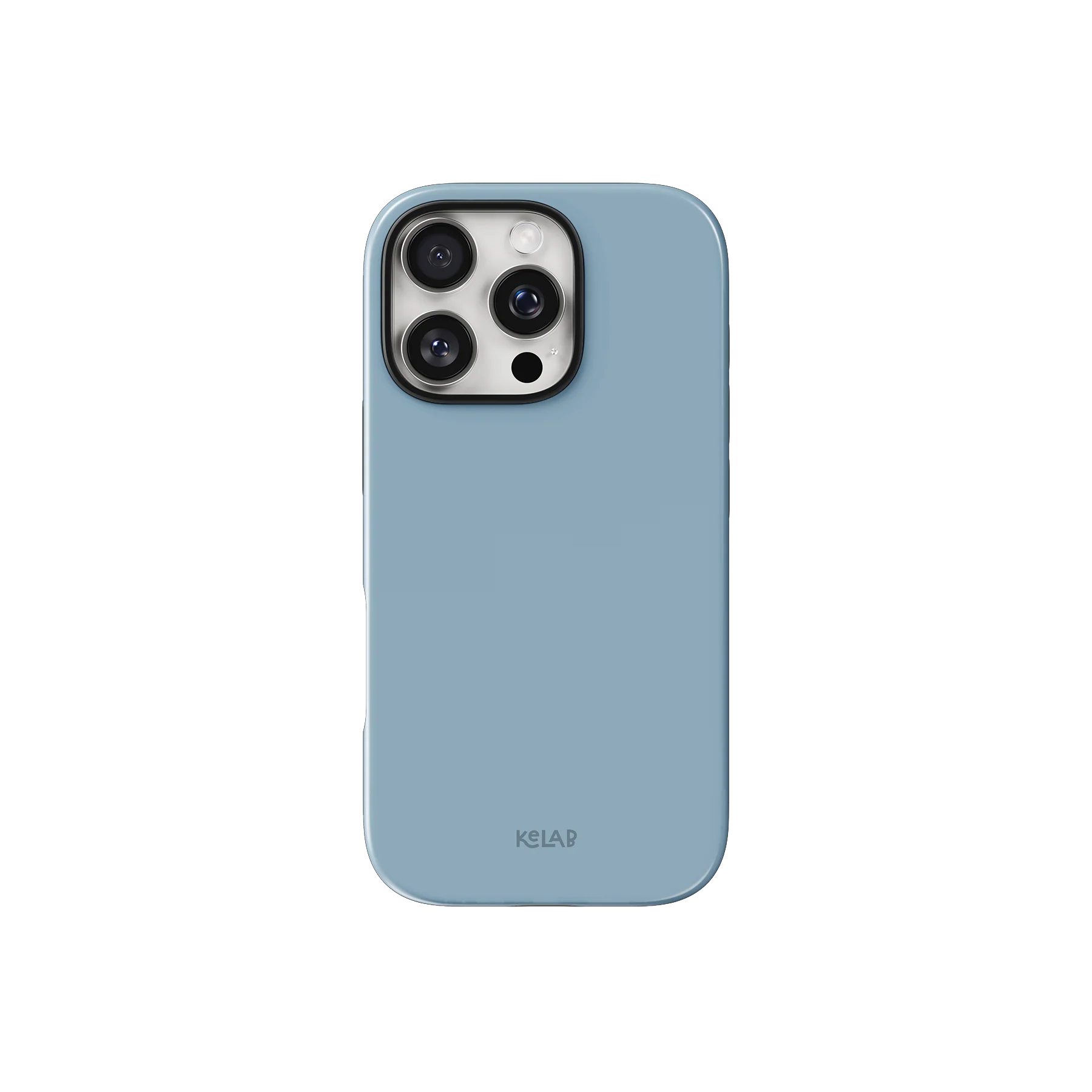 Blue Phone Case – Solid Color Minimalist Style by KELAB shown on iPhone with camera cutout and slim glossy finish.