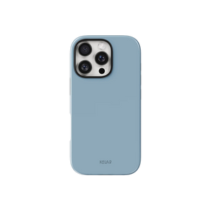 Blue Phone Case – Solid Color Minimalist Style by KELAB shown on iPhone with camera cutout and slim glossy finish.