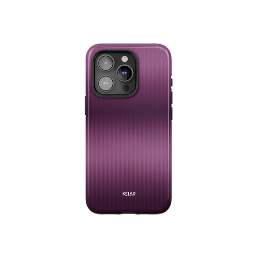 Minimalist purple phone case with vertical textured lines and glossy finish, designed by KELAB for modern smartphones.