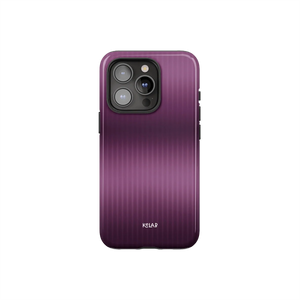 Minimalist purple phone case with vertical textured lines and glossy finish, designed by KELAB for modern smartphones.