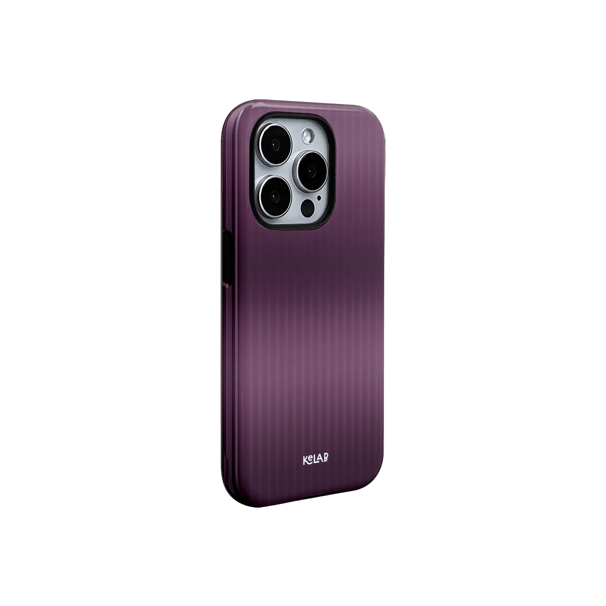 Designer-style purple gradient phone case by KELAB, featuring a sleek profile and elegant cool-toned finish.