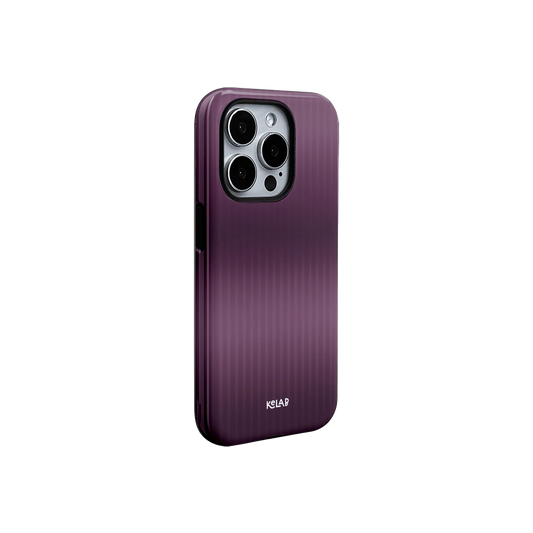 Designer-style purple gradient phone case by KELAB, featuring a sleek profile and elegant cool-toned finish.