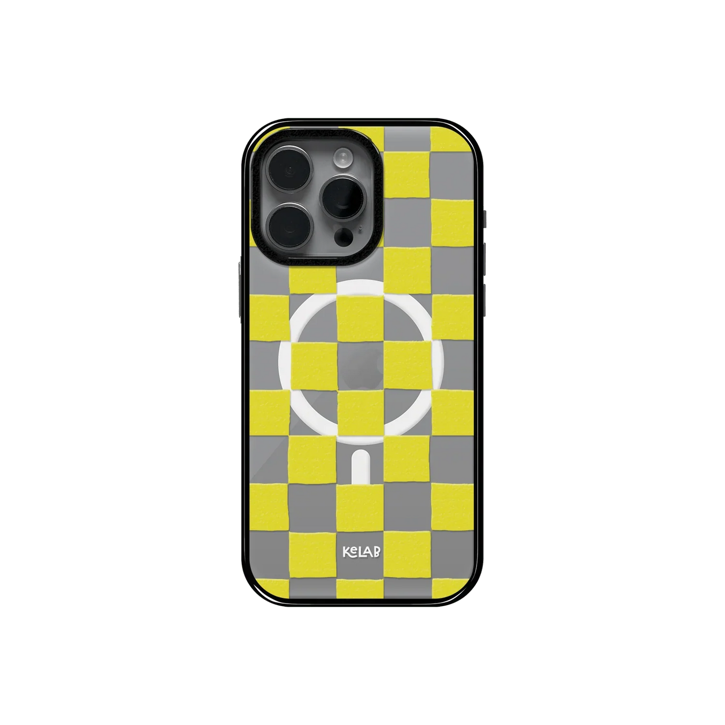 Yellow Checkers | Checkered Phone Case in Clear and Yellow - KELAB