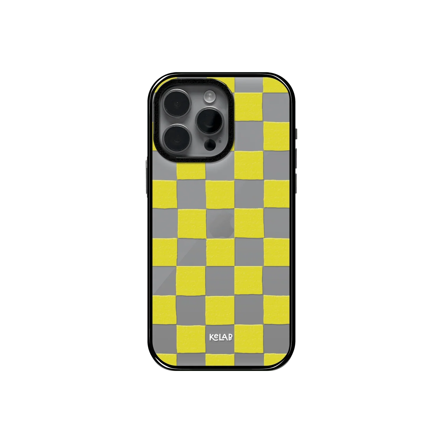 Yellow Checkers | Checkered Phone Case in Clear and Yellow - KELAB