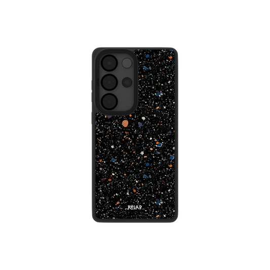 Black Samsung Galaxy phone case with paint splatter pattern in a minimalist style