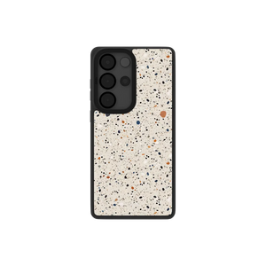Minimalist phone case for Samsung Galaxy in ivory with paint splatter pattern