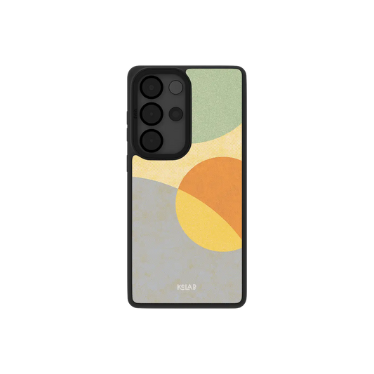Minimalist phone case for Samsung Galaxy featuring a light-toned, abstract geometric print design with soft textures.