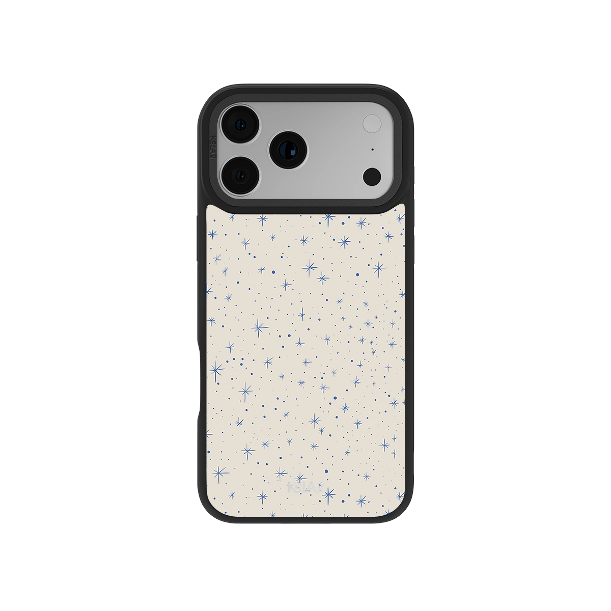 Blue starry phone case front view