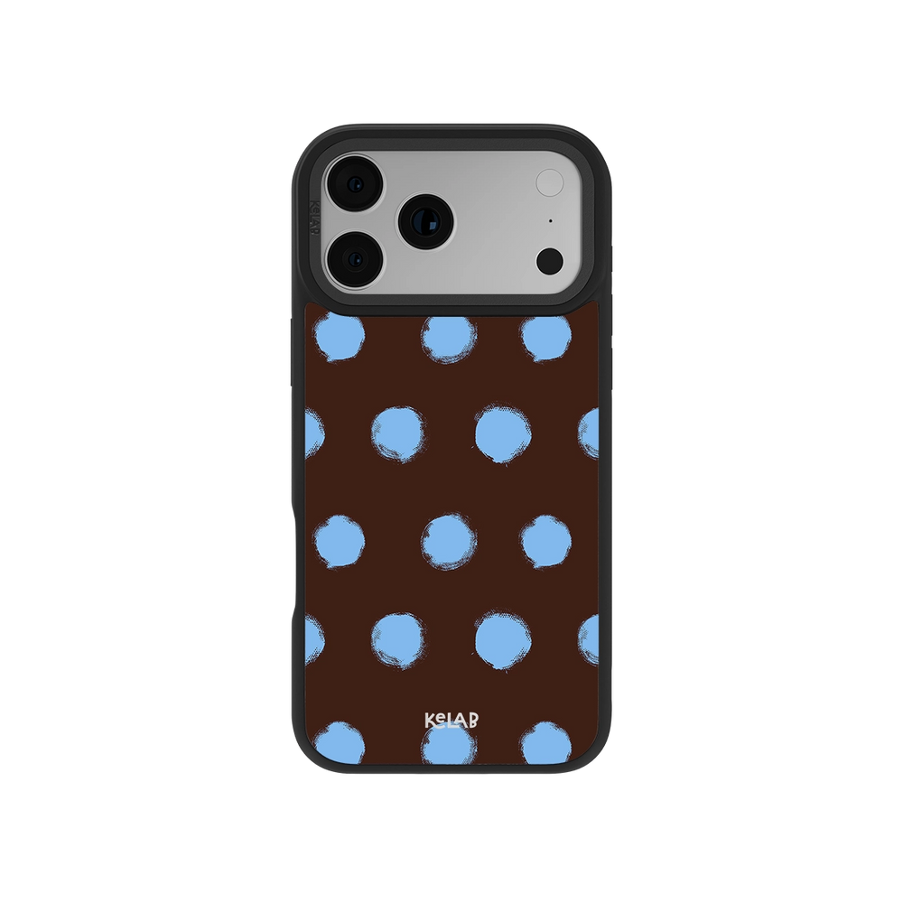 Brown Blue Polka Dot Phone Case front view