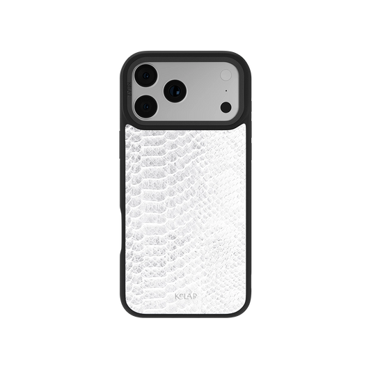 Stylish black and white snake skin iPhone case, durable and sleek design for modern protection.
