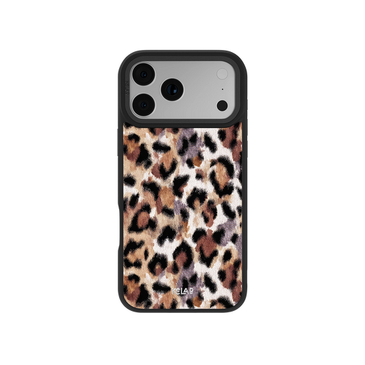 Cheetah Print iPhone Case with realistic animal fur pattern and black bumper, designed for stylish everyday protection.