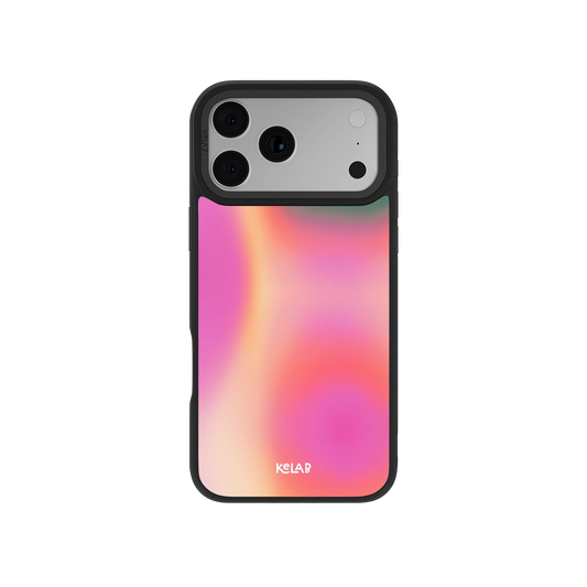 Colorful gradient phone case with black edges, designed for enhanced protection and style.