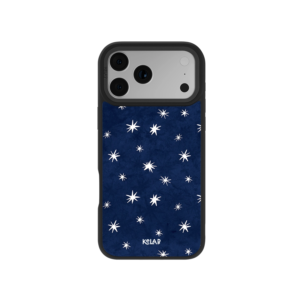 Navy blue phone case with white star pattern; durable design for iPhone 11, stylish and protective.