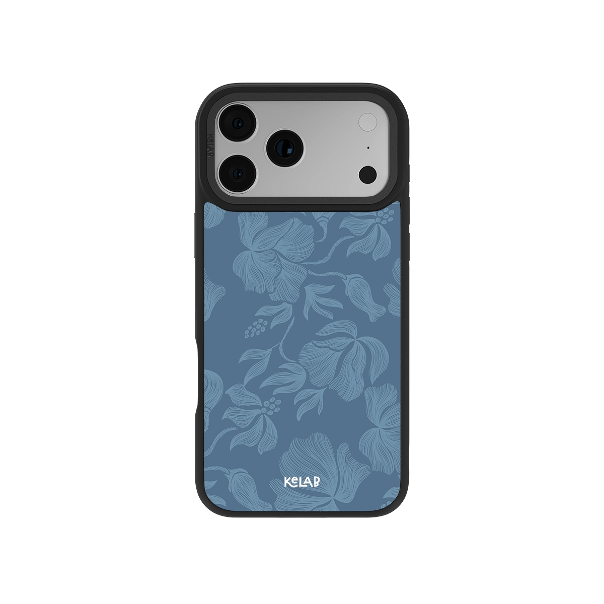 Floral-patterned blue phone case for iPhone, featuring durable material and stylish design.