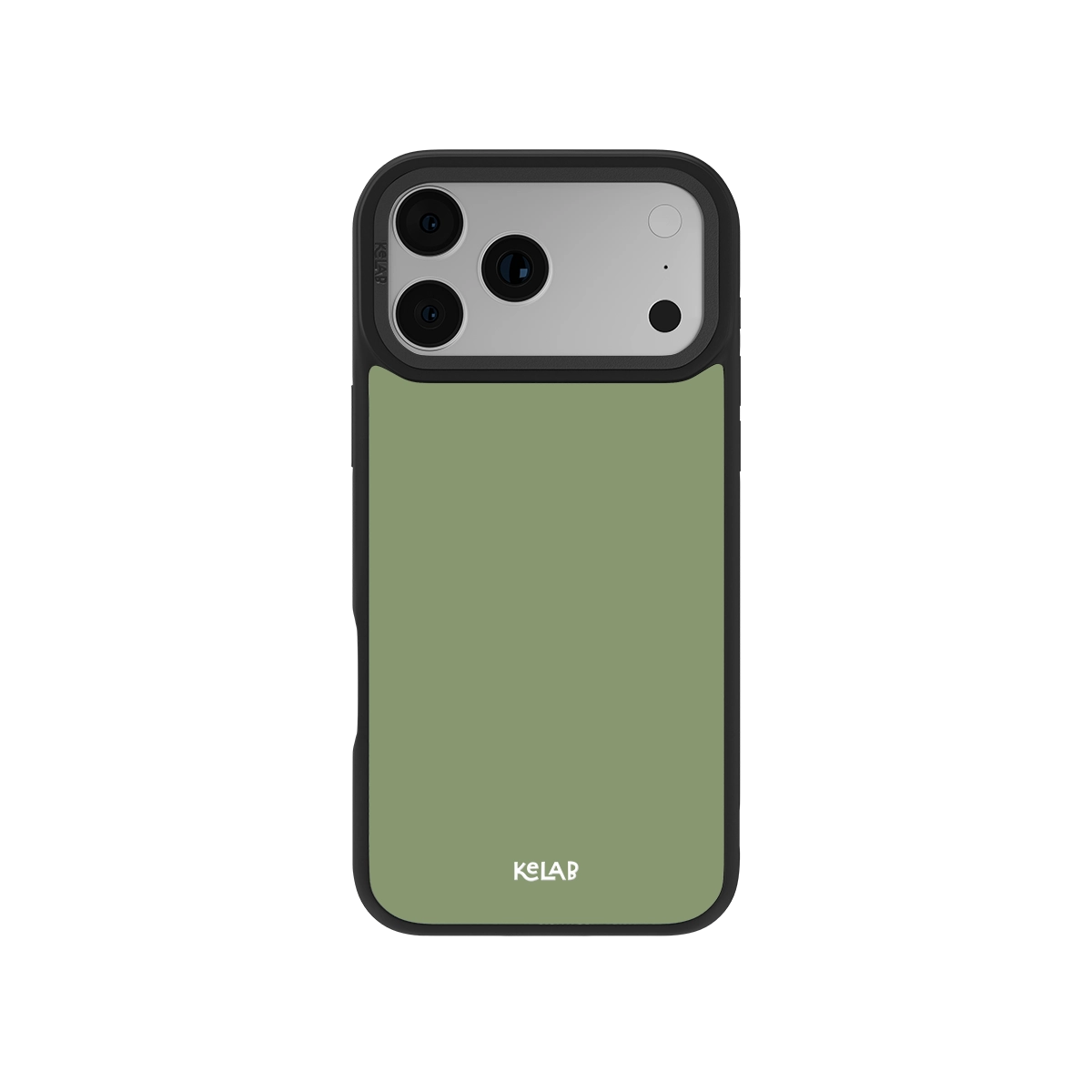 KELAB green phone case with black edges, designed for style and protection.