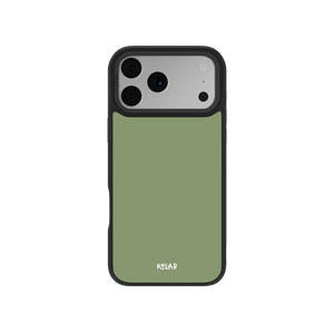 KELAB green phone case with black edges, designed for style and protection.