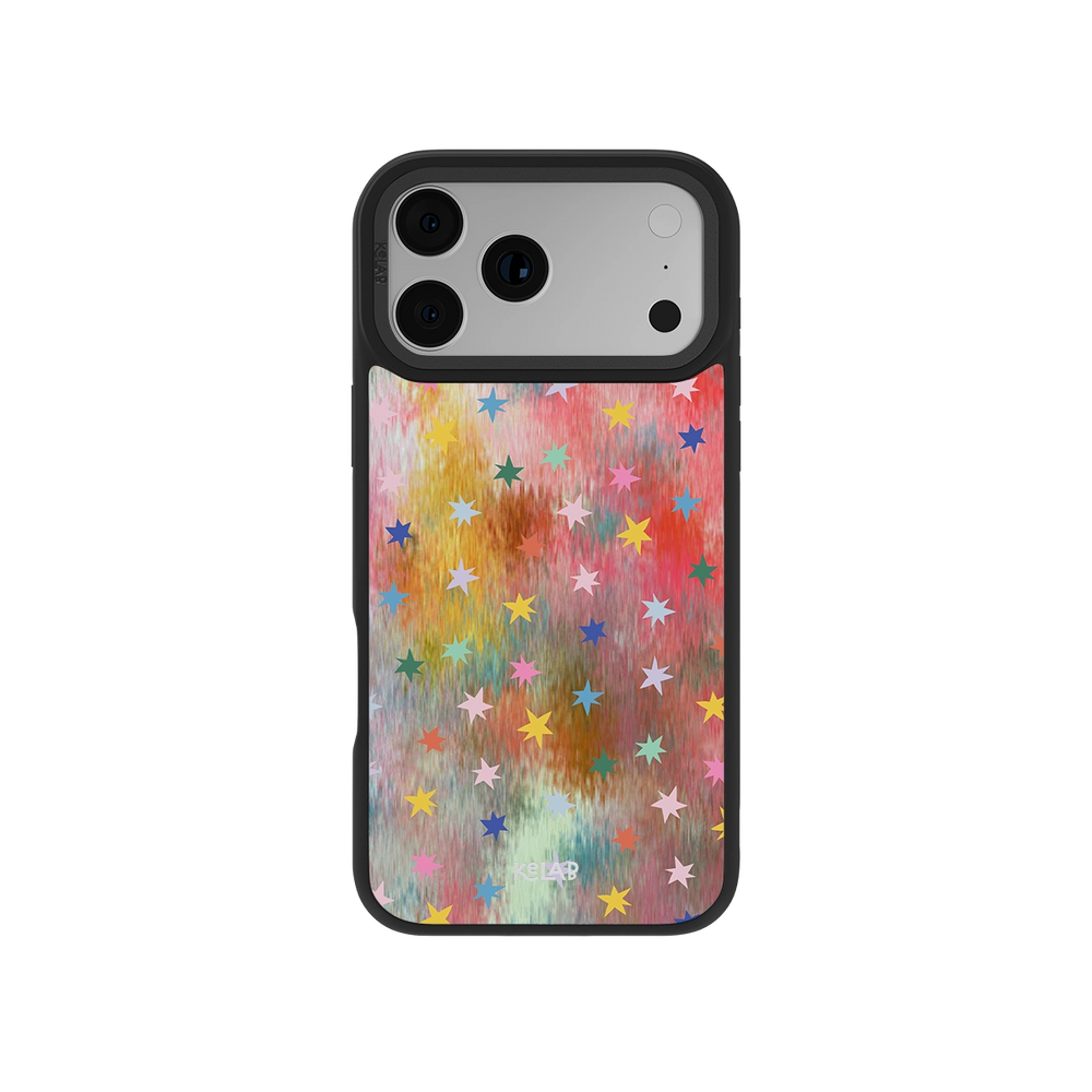 Starlit Nebula classic iphone case with multicolored star pattern on a brushed pastel background, ideal for a vibrant mobile accessory style.