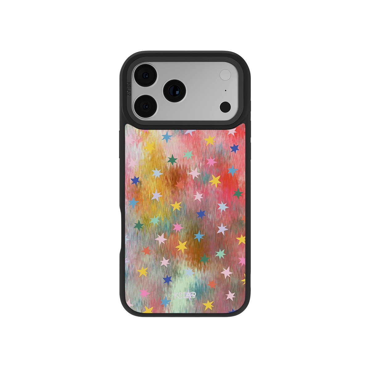 Starlit Nebula classic iphone case with multicolored star pattern on a brushed pastel background, ideal for a vibrant mobile accessory style.
