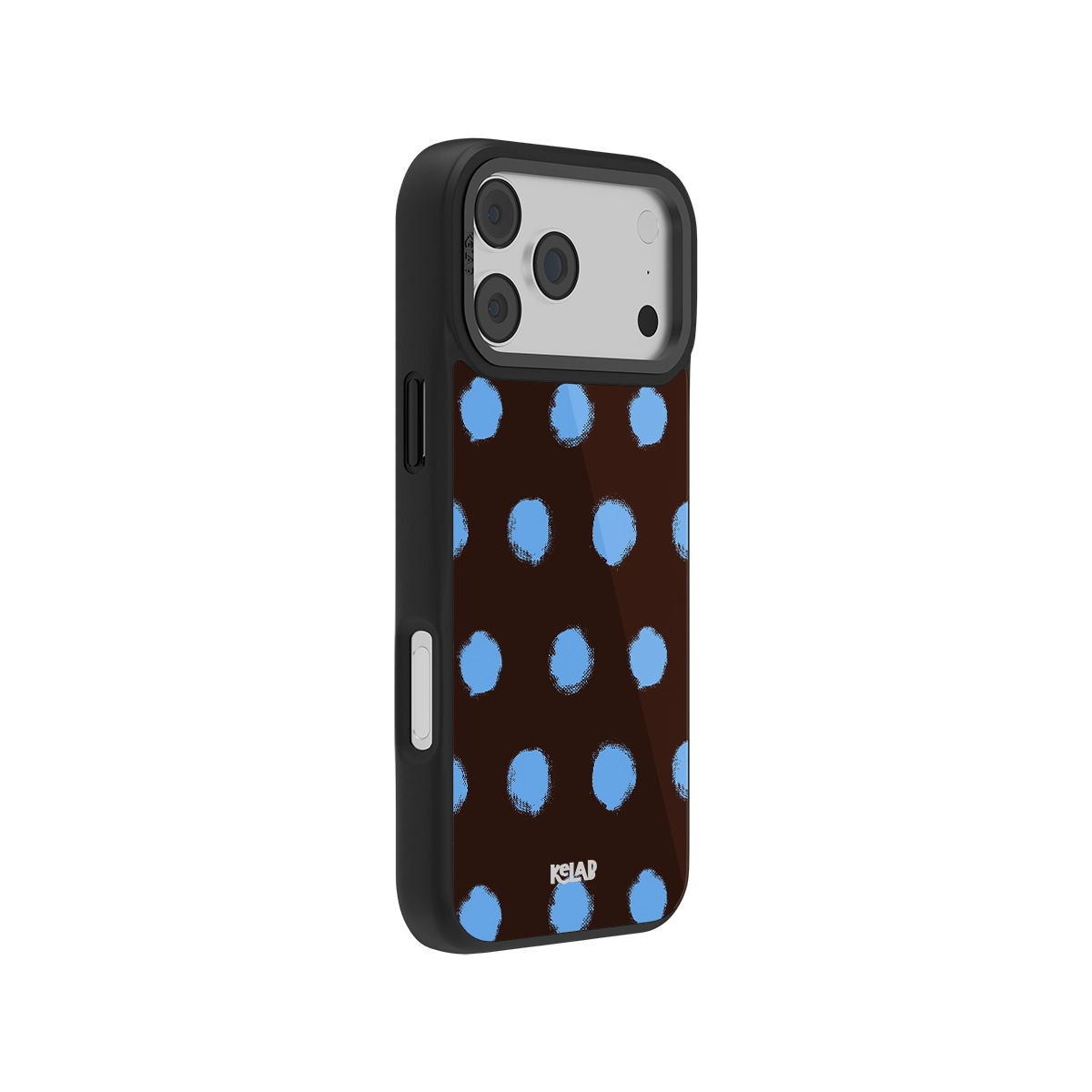 Brown Blue Polka Dot Phone Case side view