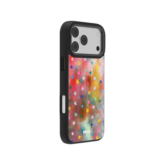 Starlit Nebula classic iphone case with vibrant multicolor stars on a cosmic background. Stylish mobile accessory for a bold, artistic look.