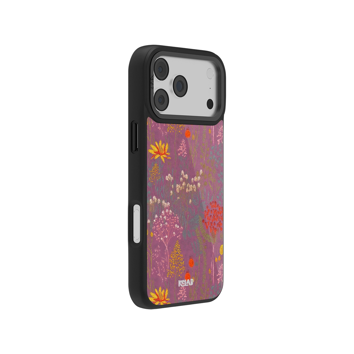 Dusty Pink Wildflower Meadow iPhone Case with orange and cream floral sketches on a soft pink background, designed for a classic phone case fit.