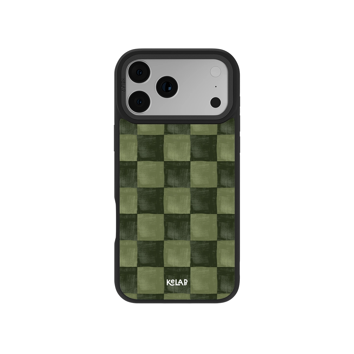 Green checkered iPhone case with MagSafe, anti-slip finish, and durable drop protection.